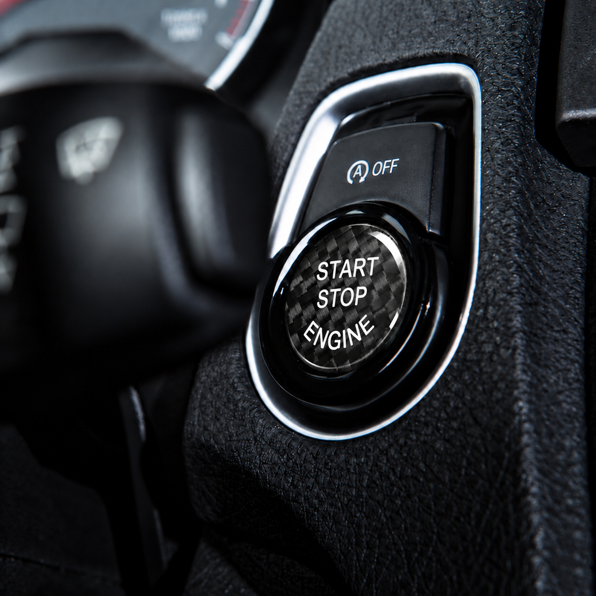Black Carbon Fiber Stop/Start Button Cover For Bmw G11/G12 7 Series