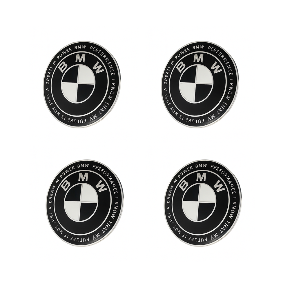 BMW 50TH ANNIVERSARY EMBLEM BADGES - BLACK & WHITE