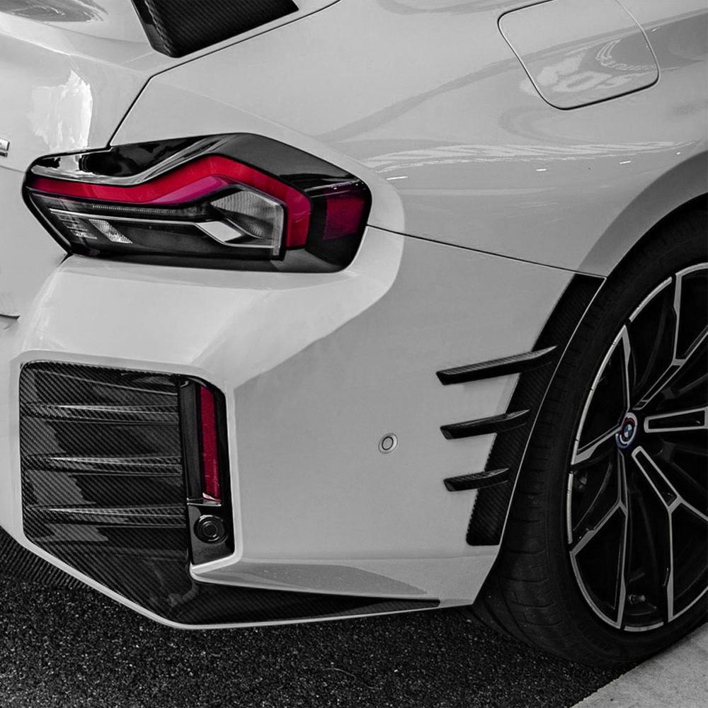 M PERFORMANCE STYLE CARBON FIBER REAR BUMPER SIDE TRIM FOR BMW G87 M2