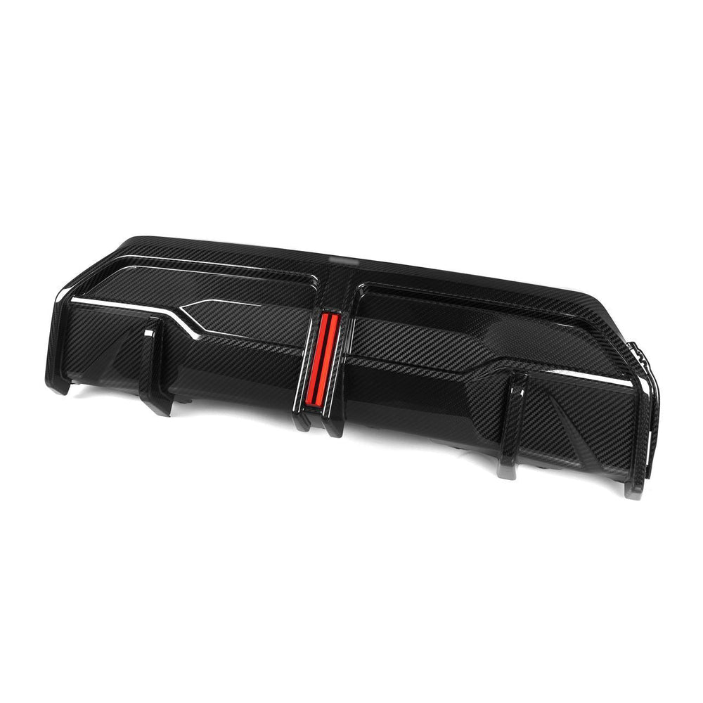 SQ STYLE CARBON FIBRE REAR DIFFUSER TRIM WITH BRAKE LIGHT FOR BMW G42 2 SERIES