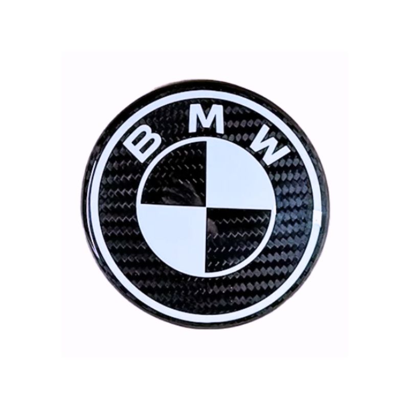 BMW BLACK & WHITE CARBON FIBRE EMBLEM BADGE