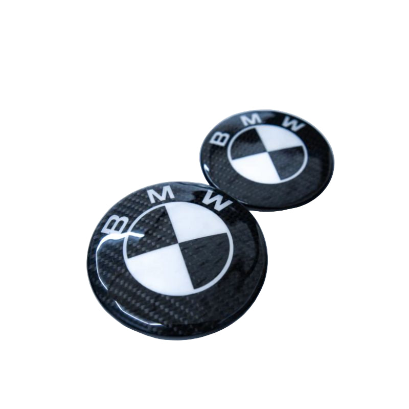 BMW BLACK & WHITE CARBON FIBRE EMBLEM BADGE