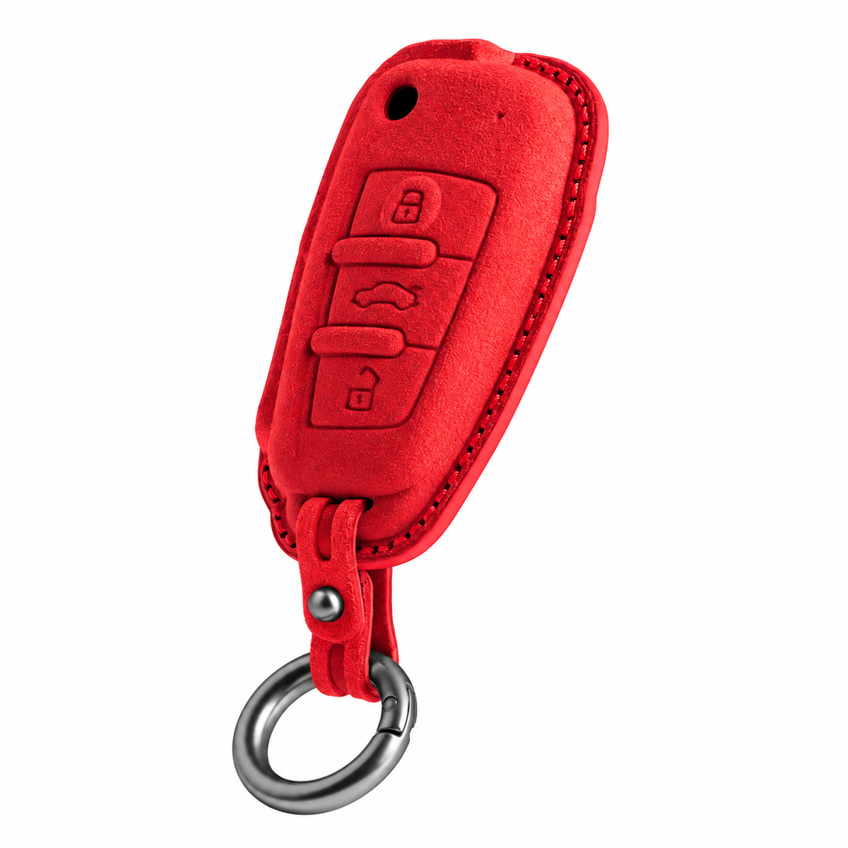 Red Alcantara key case for Audi - Key Fob Type C