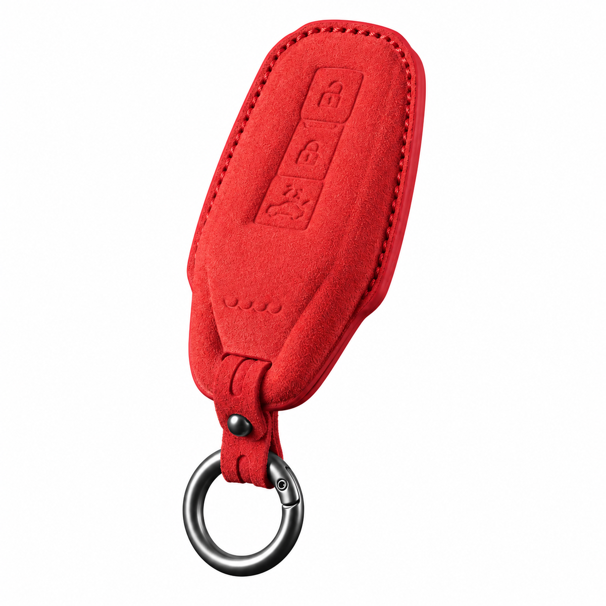 Red Alcantara key case for Audi - Key Fob Type E