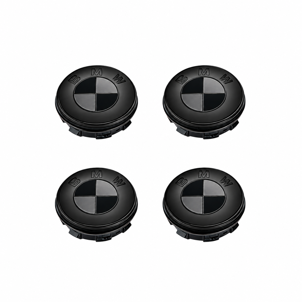 BMW STEALTH BLACK FLOATING WHEEL CENTRE CAP SET