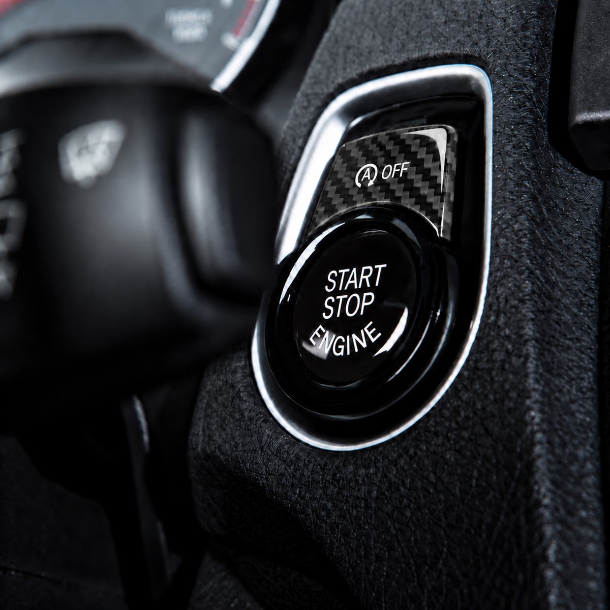 Black Carbon Fiber Auto Off Button Cover For Bmw F30/F31/F35 3 Series F32/F33/F36 4 Series