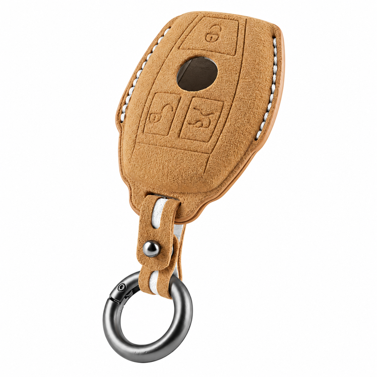 Bronze Brown Alcantara key case for Mercedes - Key Fob Type F