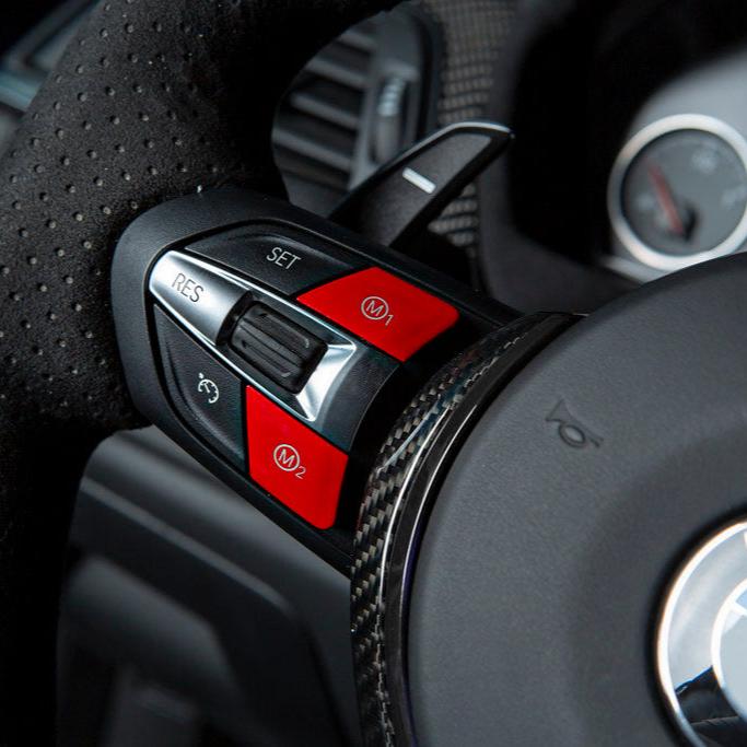 RED M1/M2 STEERING WHEEL BUTTONS FOR BMW M2 F87 / M3 F80 / M4 F82 / M5 F10 / M6 F06 F12 F13 / X5M F85 / X6M F86