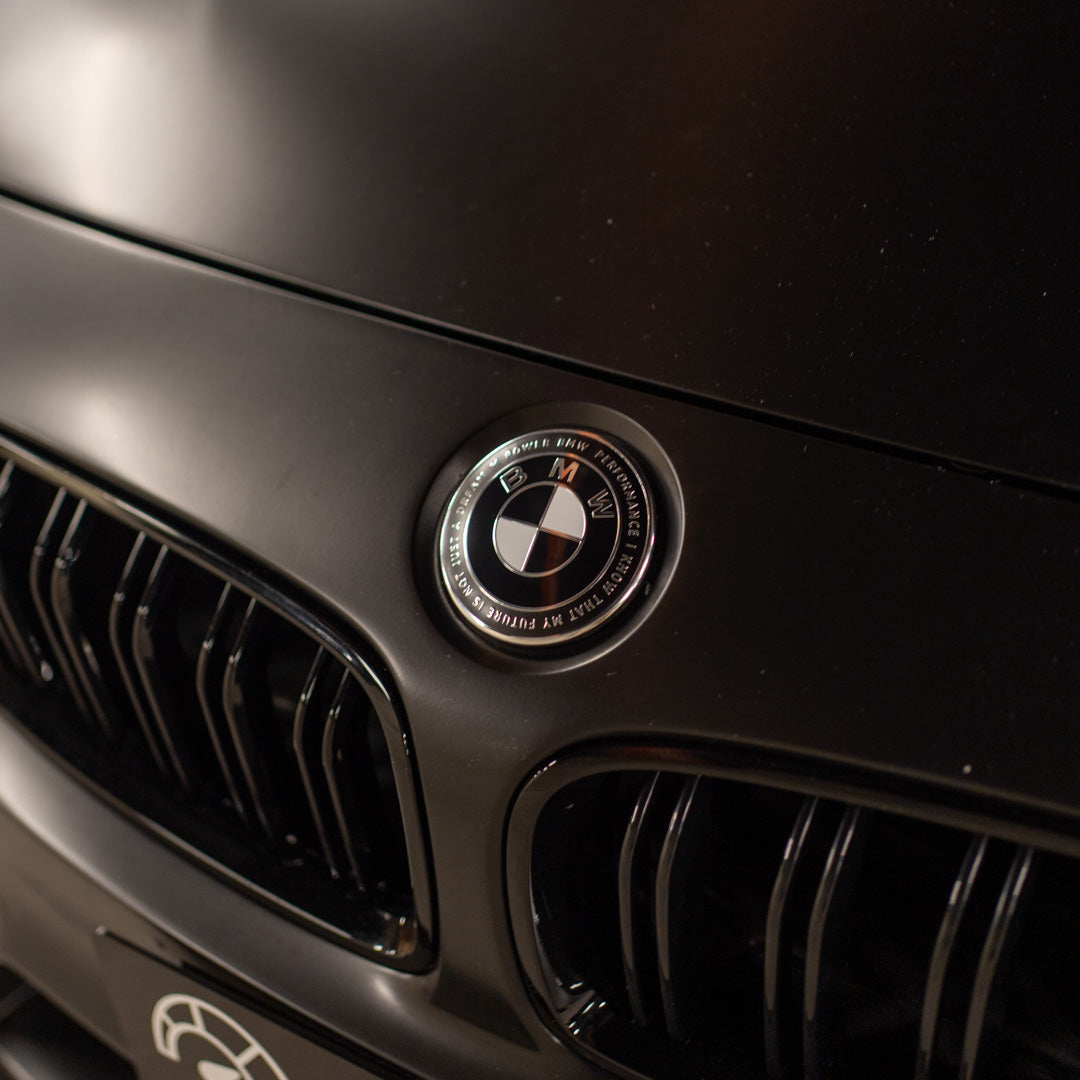 BMW 50TH ANNIVERSARY EMBLEM BADGES - BLACK & WHITE