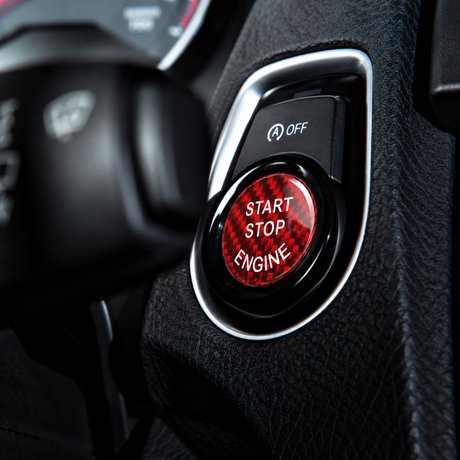 Red Carbon Fiber Stop/Start Button Cover For Bmw G11/G12 7 Series