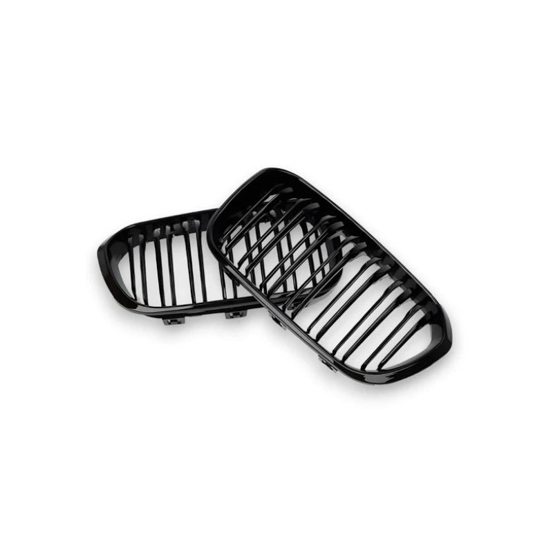 GLOSS BLACK FRONT KIDNEY GRILLES FOR BMW F20/F21 1 SERIES (2011-2020)