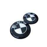 BMW BLACK & WHITE CARBON FIBRE EMBLEM BADGE