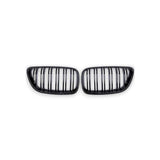 GLOSS BLACK FRONT GRILLES FOR BMW F22/F23/F87 2 SERIES / M2 (2014-2021)