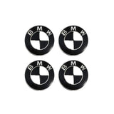 BMW CLASSIC WHITE BLACK FLOATING WHEEL CENTRE CAP SET