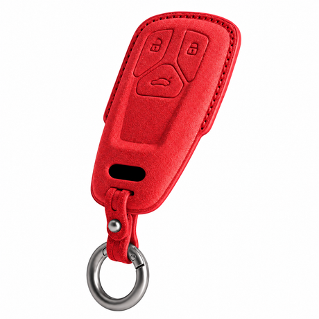 Red Alcantara key case for Audi - Key Fob Type B