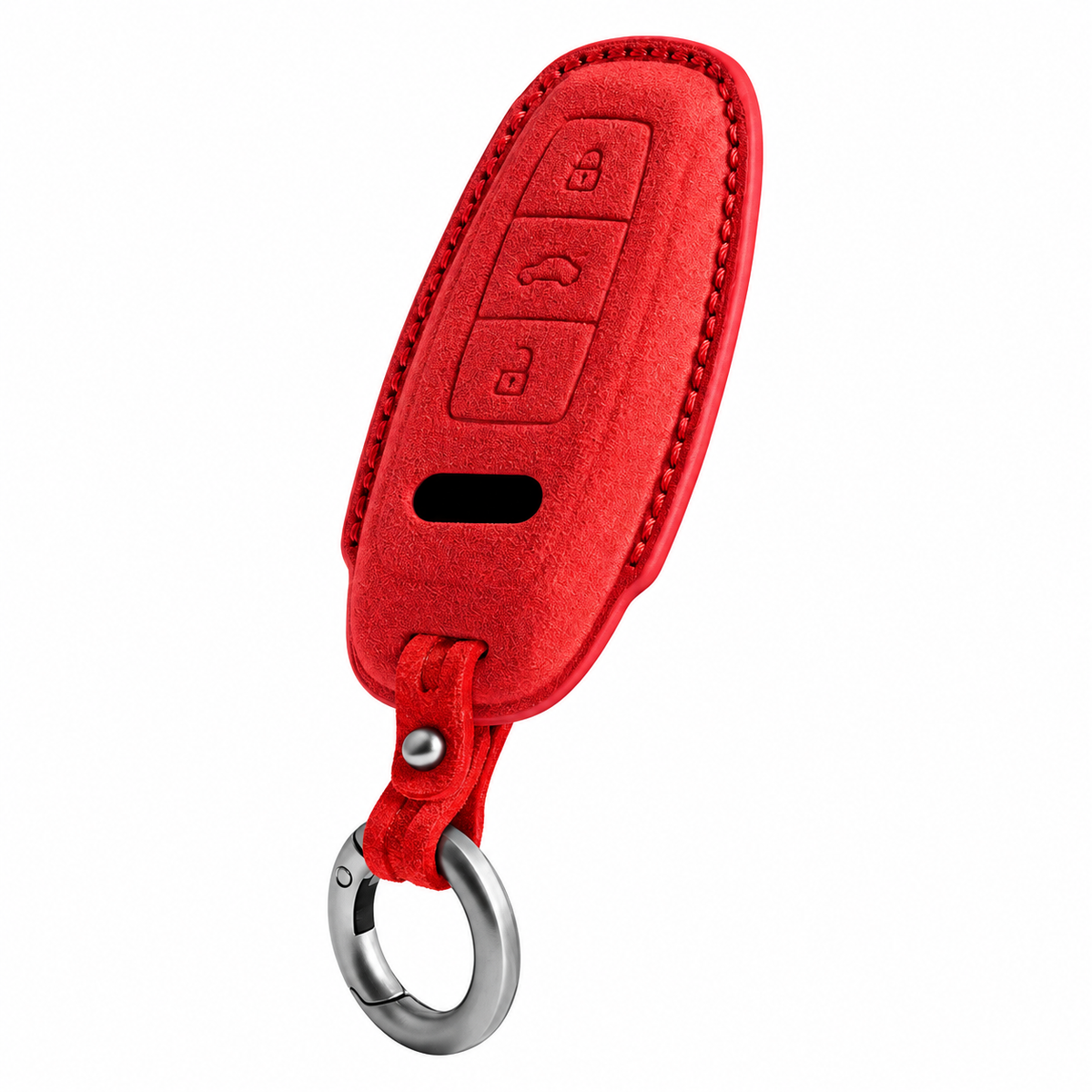 Red Alcantara key case for Audi - Key Fob Type D