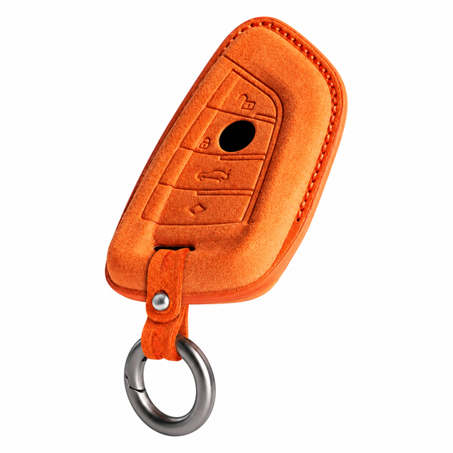 Orange Alcantara key case for BMW - Key Fob Type A