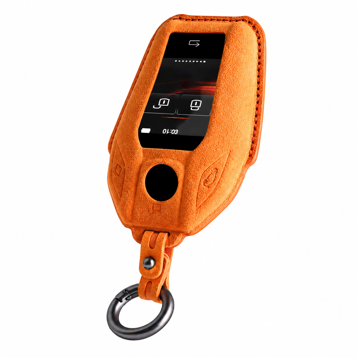 Orange Alcantara key case for BMW - Key Fob Type E