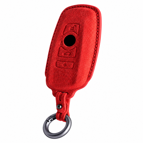 Red Alcantara key case for BMW - Key Fob Type C