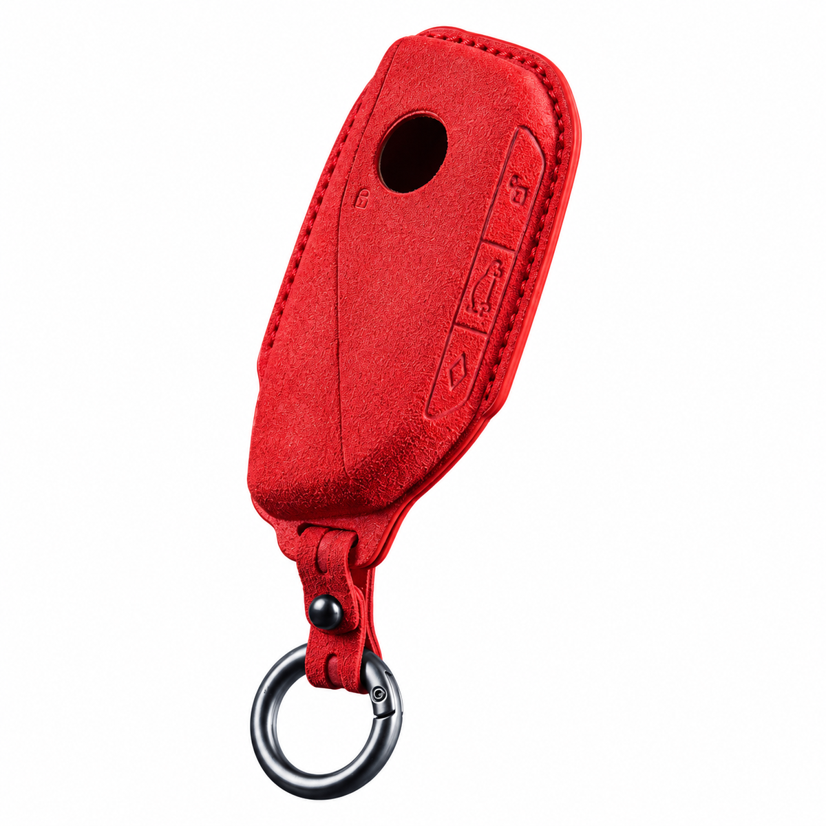 Red Alcantara key case for BMW - Key Fob Type D