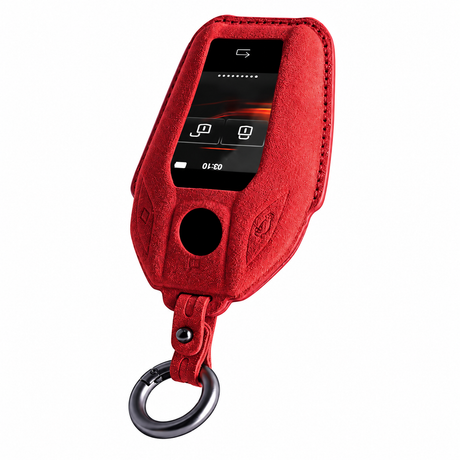 Red Alcantara key case for BMW - Key Fob Type E