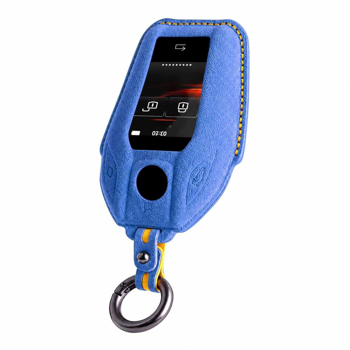 Sky Blue Alcantara key case for BMW - Key Fob Type E