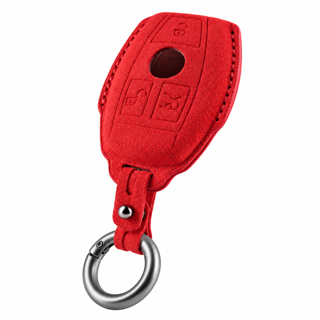 Red Alcantara key case for Mercedes - Key Fob Type F