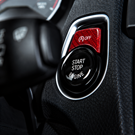 Red Carbon Fiber Auto Off Button Cover For Bmw F30/F31/F35 3 Series F32/F33/F36 4 Series